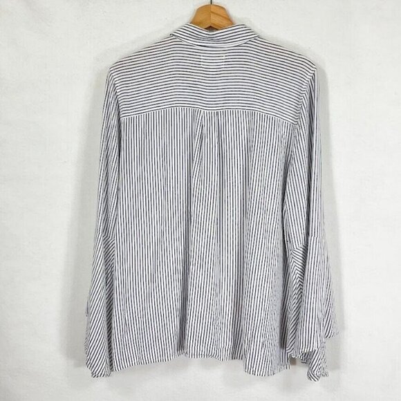 BP Stripe Button Down Shirt Lightweight Boho Soft Retro Academia Grandma Chic XL - Picture 3 of 6